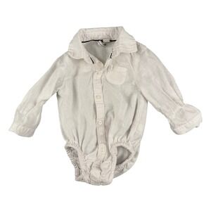 Janie and Jack Bodysuit Baby Boys 6 12 Months Linen Blend Long Sleeve Collar